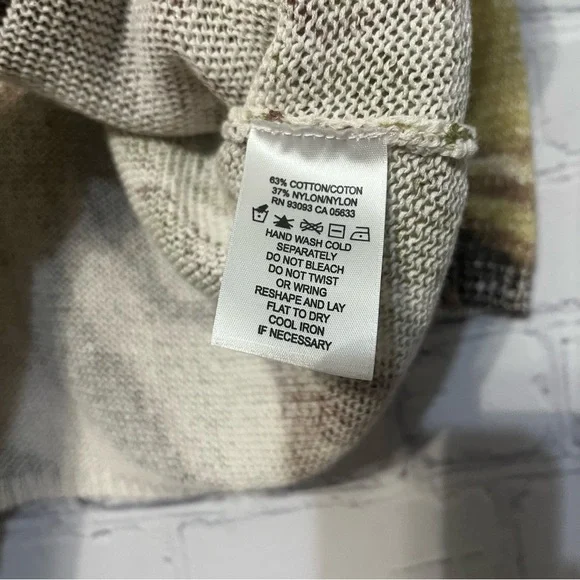 NIC+ZOE Floral Abstract Open Cardigan in Green, Cream, Brown - Picture 3 of 6